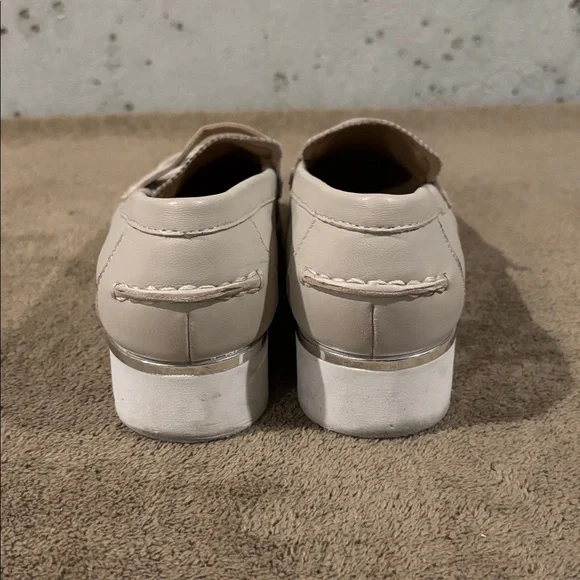 Franco Sarto Taupe Leather Cedra Loafers With Silver Accents - Size 7 - Picture 6 of 7